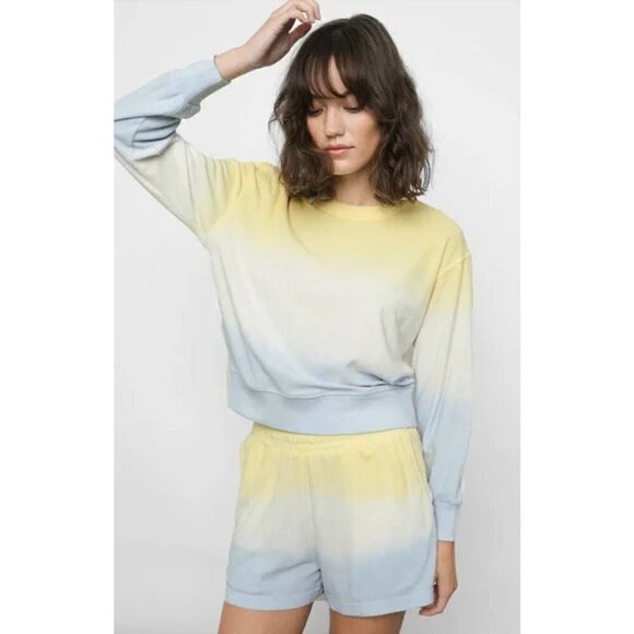 New Rails Ramona Terrycloth Sky Blue Dip Dye Pullover Sweatshirt NWT Size XS - Picture 3 of 13